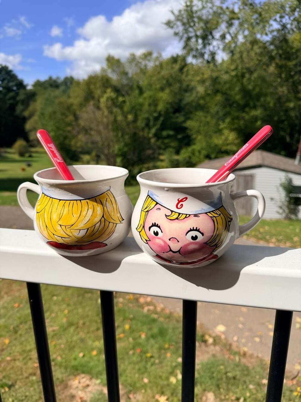 Campbell's Soup Kids Ceramic Mug Set of 2 with Spoons 1998